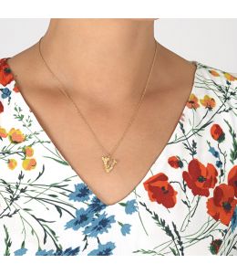 Floral Letter V Necklace