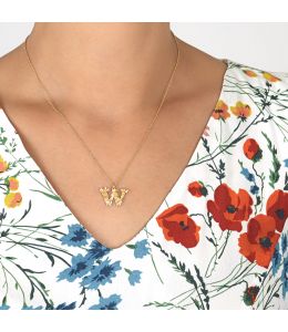 Floral Letter W Necklace