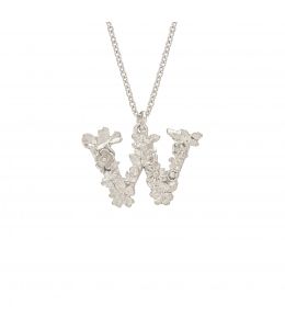 Silver Floral Letter W Necklace Product Photo