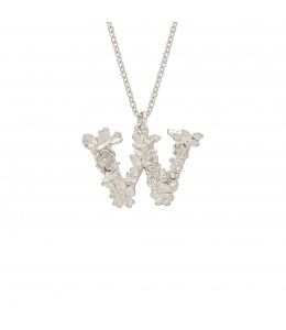 Silver Floral Letter W Necklace Product Photo