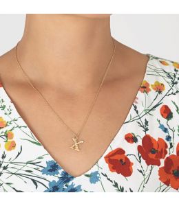 Floral Letter X Necklace