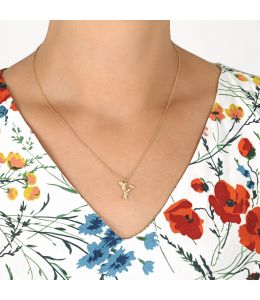 Floral Letter Y Necklace