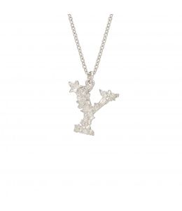 Silver Floral Letter Y Necklace Product Photo