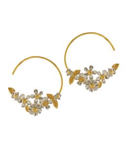 Silver & Gold Plate Posy Bloom Hoop Earrings Product Photo