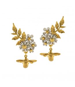 Silver & Gold Plate Posy Bloom Bee Earrings Product Photo