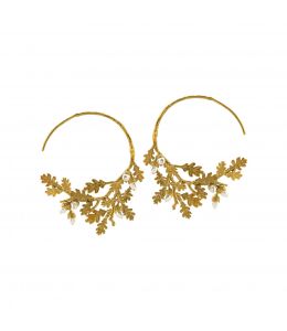 Oak Leaf & Acorn Hoop Earrings Product Photo