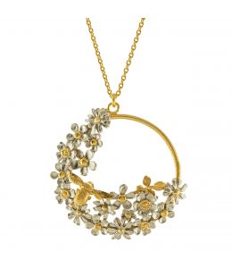 Silver & Gold Plate Posy Bloom Loop Necklace  Product Photo