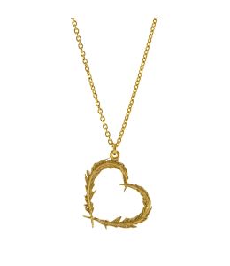 Gold Plate Delicate Feather Heart Necklace Product Photo