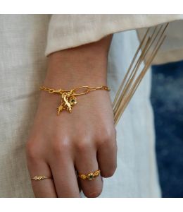 Crocodile Amulet Linked Chain Blue Topaz Bracelet