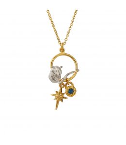 Silver & Gold Plate Stowaway Mouse Charm Necklace with Guiding Star & London Blue Topaz Product Photo
