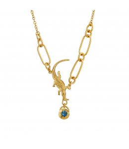 Crocodile Amulet Linked Chain Necklace with London Blue Topaz Product Photo