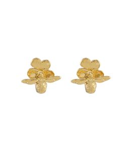 Gold Plate Forget Me Not Stud Earrings with Itsy Bitsy Bee Product Photo