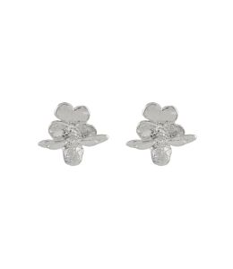 Silver Forget Me Not Stud Earrings with Itsy Bitsy Bee Product Photo