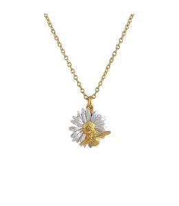 Silver & Gold Plate Daisy Necklace with Teeny Weeny Bee Product Photo