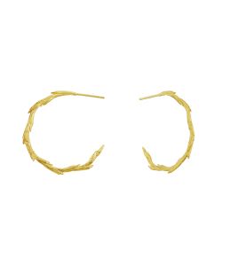 18ct Yellow Gold Large Wild Grass Hoop Earrings Product Photo
