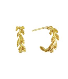 18ct Yellow Gold Harvest Wheat Huggie Hoop Earrings Product Photo