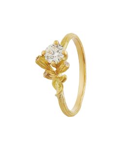 18ct Yellow Gold Asymmetric Diamond Kissing Seed Ring Product Photo