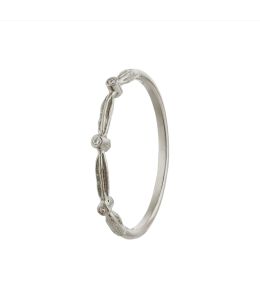 18ct White Gold Kissing Seed Band Ring with Three Diamonds Product Photo
