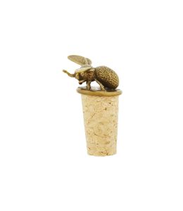 Bee Brass & Cork Bottle Stopper product photo