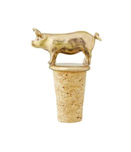 Suffolk Pig Brass & Cork Bottle Stopper | Alex Monroe Jewellery