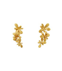 Gold Plate Sprouting Rosette Stud Drop Earrings Product Photo