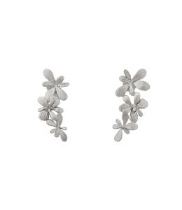 Silver Sprouting Rosette Stud Drop Earrings Product Photo