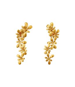 Gold Plate Large Rosette Flourish Drop Earrings Product Photo