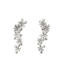 Silver Large Rosette Flourish Drop Earrings Product Photo