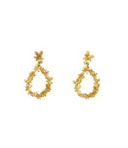 Gold Plate Sprouting Rosette Teardrop Earrings Product Photo