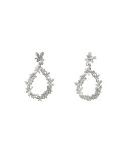 Silver Sprouting Rosette Teardrop Earrings Product Photo