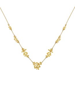 Gold Plate Rosette Cluster In-Line Pathway Necklace Product Photo