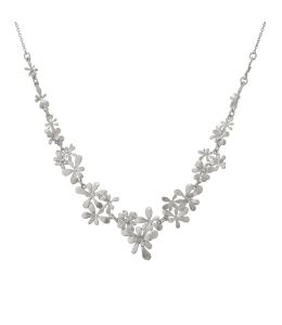 Silver Clustered Rosette Flourish Collar Necklace Product Photo