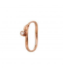18ct Rose Gold Single Leaf and Diamond Band Product Photo
