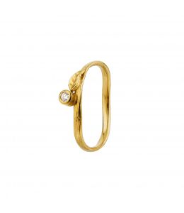 18ct Yellow Gold Single Leaf and Diamond Band Product Photo