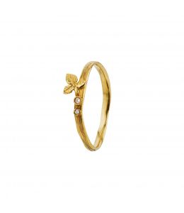 18ct Yellow Gold Triple Leaf and Diamond Band Product Photo