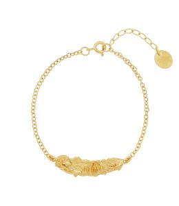 Gold Plate Woodland Bark Inline ID Bracelet Product Photo