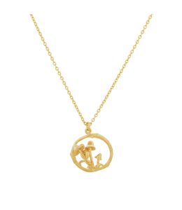 Gold Plate Mushroom Patch Loop Necklace Product Photo
