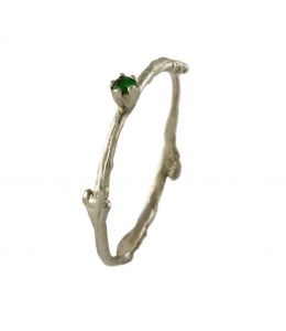 Platinum Fine Twig Tsavorite Ring on Paper