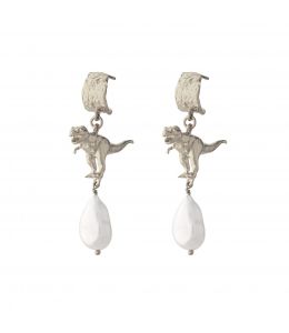 Tyrannosaurus Rex and Baroque Pearl Drop Earrings