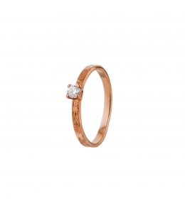 18ct Rose Gold Horsetail Fossil Ring with Diamond Product Photo
