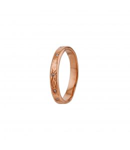 18ct Rose Gold Horsetail Fossil Ring with 7 Diamonds Product Photo