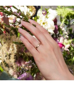 Horsetail Fossil Ring with 7 Diamonds