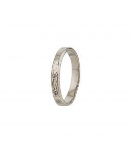 Platinum Horsetail Fossil Ring with 7 Diamonds Product Photo