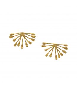 Gold Plate Fanned Seed Pod Stud Earrings Product Photo