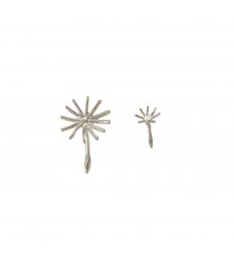 Silver Assymetric Dandelion Fluff Earrings Product Photo