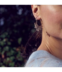 Fanned Seeded Hoop Earrings