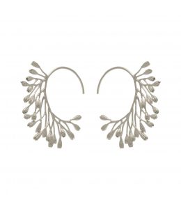 Silver Fanned Seeded Hoop Earrings Product Photo