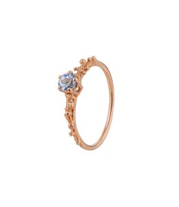 18ct Rose Gold Coral Texture Blue Sapphire Solitaire Ring Product Photo