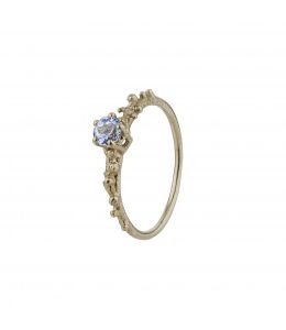 18ct White Gold Coral Texture Blue Sapphire Solitaire Ring Product Photo