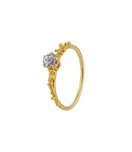 Coral Texture Blue Sapphire Solitaire Ring